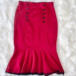 Mamacita Red Mermaid Pencil Skirt